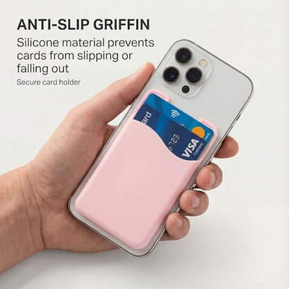 2-Pack Pink Silicone Suction Phone Wallet, Stick-On Card Holder - color: 2 PCS Silicone Suction (Pink)