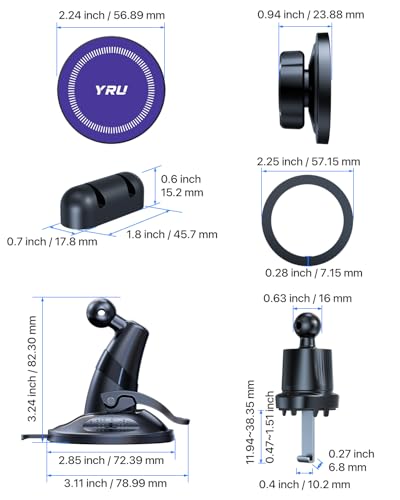 [True Upgraded Military-Grade] Phone Holder for Magsafe Car Mount 360° Rotating Vacuum Suction Dashboard, 2800gf Strongest Magnetic Windshield Phone Mount for iPhone 17 Pro Max 16 15 14, Indigo Blue - color: Indigo Blue