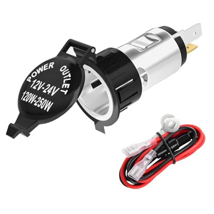Mandark Car Cigarette Lighter Socket, 12V Vehicle Power Outlet Cigarette Lighter Adapter with Waterproof Cover & Extension Cable, Universal Automotive Accessories for SUV, Truck, RV