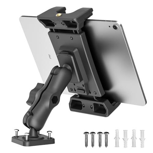 OHLPRO Car Tablet Holder - Heavy Duty Drill Base, Tablet Mount for Truck Compatible with iPad Samsung Tab 5"-13" Tablets and Phones, iPad Stand for Wall/Business/Vehicle/Desktop, etc.-4-inch Arm - size: 4-inch Arm