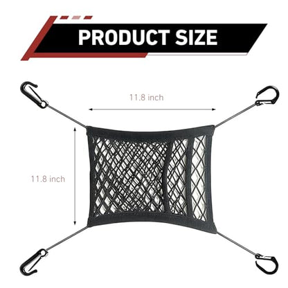 3-Layer Car Mesh Organizer, Front Seat Back Net Bag, Stretchable Kid Dog Car Net Barrier Pet Divider Storage, Universal Hanging Storage Netting Pouch for Most Auto, Sedan, SUV