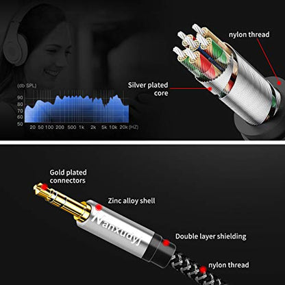 RCA to 3.5mm Cable 40ft,Nylon-Braided 3.5mm AUX Cord to 2RCA Audio Cable for Stereo Receiver Speaker Smartphone Tablet HDTV MP3 Player & More Stereo Cord Audiophiles Headphone 2RCA Cable - size: 40ft/12m