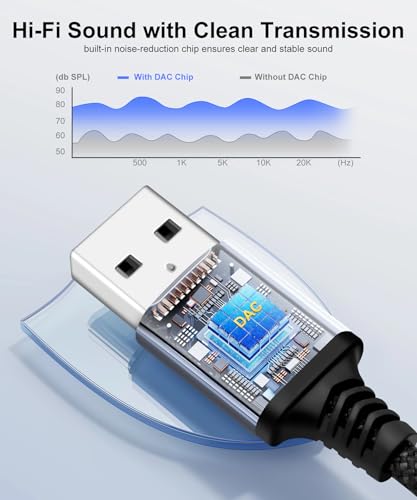 USB to 3.5mm Audio Cable, 1m/3.28ft Nylon Braided USB Male to 3.5mm Male Aux Cord with Hi-Fi DAC Chip, Noise-Free, Plug & Play for Headsets, Speakers, Car AUX – 2-Year Warranty - style: USBm-3.5m-AAC-1M