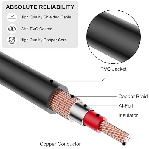 J&D 2 RCA M/F Stereo Audio Cable, 2-Pack Copper Shell Gold-Plated 2 RCA Extension Cable Male to Female Stereo Audio Extender Cord Adapter, 3 Feet - size: 3 Feet