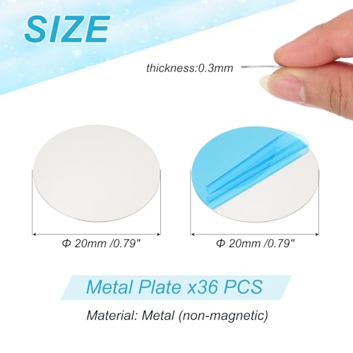 PATIKIL 20mm Metal Plate for Phone Magnet, 36pcs Round Adhesive Metal Plate Replacement Stickers for Magnetic Car Mount Holder Phone Case Wall, Silver Tone - size: 20mm