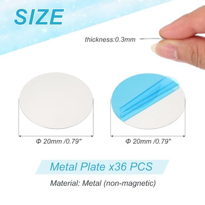 PATIKIL 20mm Metal Plate for Phone Magnet, 36pcs Round Adhesive Metal Plate Replacement Stickers for Magnetic Car Mount Holder Phone Case Wall, Silver Tone - size: 20mm