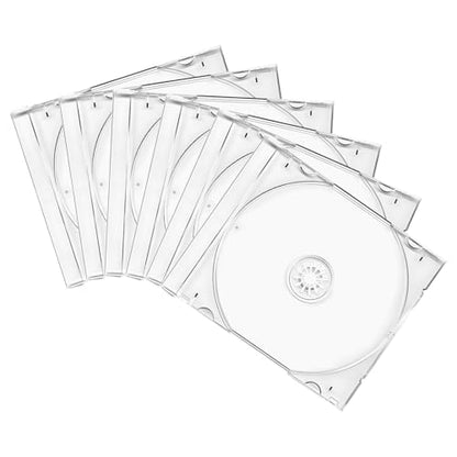 6 PCS Standard Single Clear CD Jewel Case, 10mm Vehicle Slim Clear Disc DVD Cases with Assembled Tray, Single CD Protective Cover Plastic Storage Box Replacement for Cars (Transparent) - color: Transparent