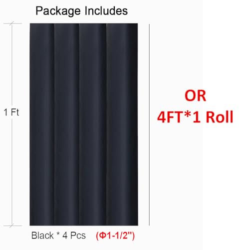 4 FT Diameter 1-1/2 Inch 1.5 in 3:1 Heat Shrink Tubing Dual Wall Adhesive Lined Marine Grade Electrical Cable Heat-Shrink Insulation Wrap Tube Black - color: Black, size: 39mm(1-1/2")-4FT