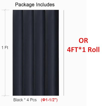 4 FT Diameter 1-1/2 Inch 1.5 in 3:1 Heat Shrink Tubing Dual Wall Adhesive Lined Marine Grade Electrical Cable Heat-Shrink Insulation Wrap Tube Black - color: Black, size: 39mm(1-1/2")-4FT