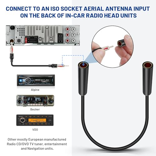 Anina Car Radio Antenna Adapter Female to Female Universal Aerial Connector Radio Antenna Extension Cable