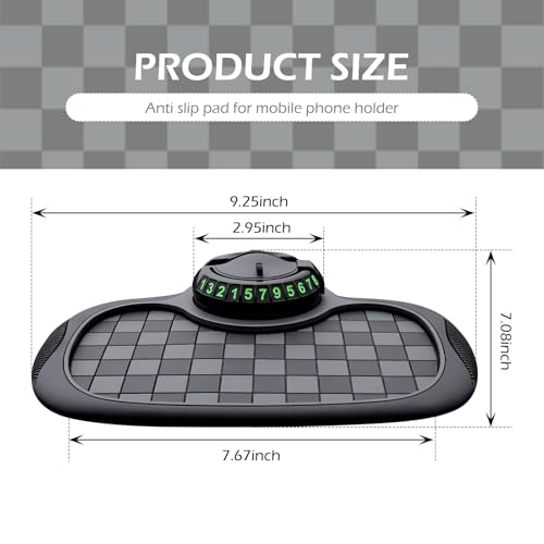 SLIMI 1 PC Multifunction Car Anti-slip Mat, Car Dashboard Phone Holder, Anti-slip Rubber Organizer Pad with Temporary Parking Numbe, Universal Dashboard Accessories, for Most Cars (Black #02)