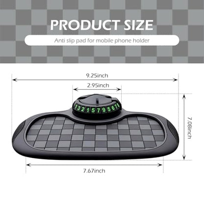 SLIMI 1 PC Multifunction Car Anti-slip Mat, Car Dashboard Phone Holder, Anti-slip Rubber Organizer Pad with Temporary Parking Numbe, Universal Dashboard Accessories, for Most Cars (Black #02)