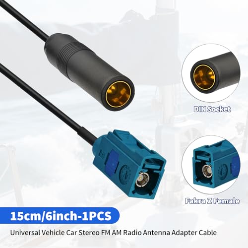 Yuslao Universal Car Stereo Radio Antenna Adapter Cable 6inch 15cm Fakra Z Female to DIN Socket Vehicle Antenna Extension Cable for Car Stereo Audio HD Radio Head Unit CD Media Player - color: Fakra Z Female to DIN Socket-6in/15cm