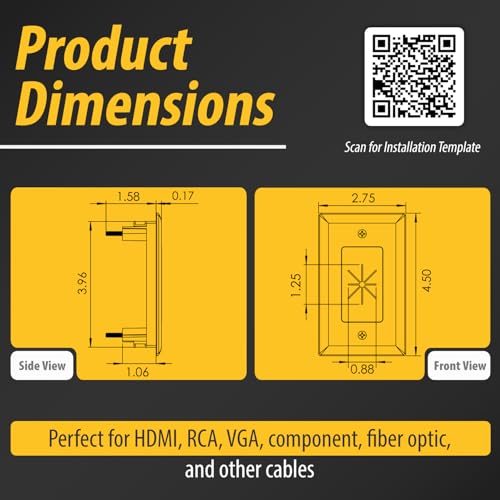 DATA COMM Electronics 45-0014-WH 1-Gang Cable Wall Plate w/ Flexible Opening, Low Voltage Wall Plate,Conceals Up to 6 Cables, Easy Installation,White - style: White - Pass Through Plate / 1-Pack