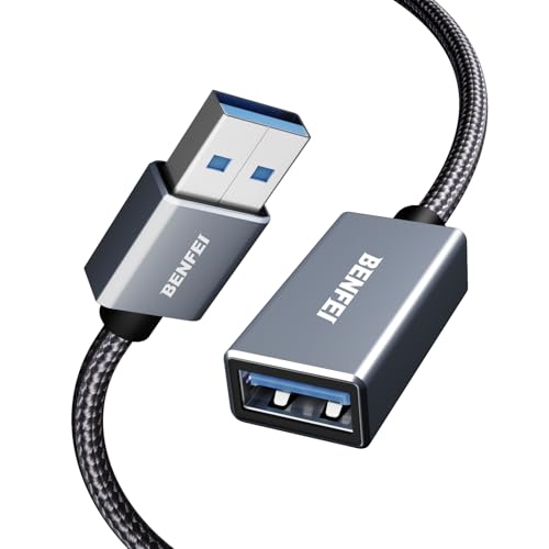 BENFEI USB 3.0 Extension Cable 3.3 Feet, Nylon Braided Compatible with Webcam, Camera, Phone, USB hub, Mouse, Keyboard, Printer, Hard Drive, Headset - size: 3.3 Feet