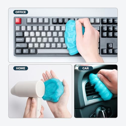 CLICK CLEAN Car Cleaning Gel, 7oz Reusable Dust Cleaning Putty, 2Pack - color: Blue+Blue