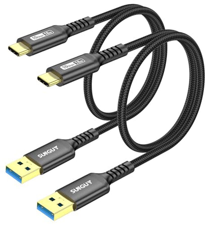 SUNGUY 10Gbps Android Auto USB C Cable, [2-Pack,1.5FT] 3A USB 3.1 Gen 2 Fast Charge & Data Transfer USB C CarPlay Cable, Compatible with iPhone 17/16/15 Pro Max, Galaxy S23 S22 Ultra Note 20, SSD - color: Black, size: 1.5ft