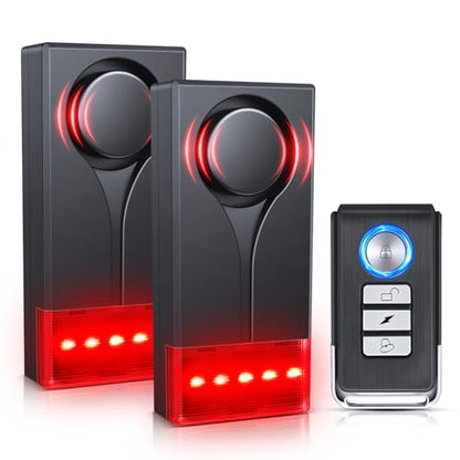 Car Anti-Theft Vibration Alarm, ELECTOP 108dB Automobile Vibration Sound & Light Alert, Wireless Remote Car Alert Automotive Warning Interior Safety Light - color: 2 Alarm(1 Remote)