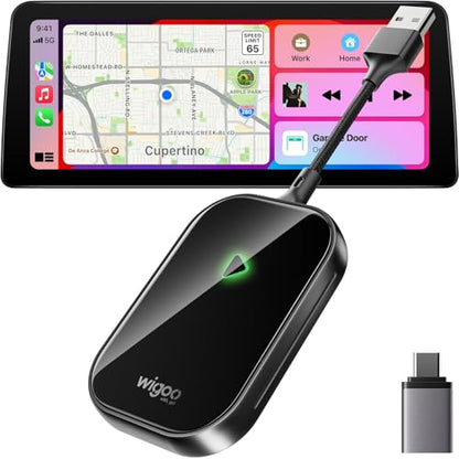 Wigoo 2026 Upgrade Wireless CarPlay Adapter [Long-Drive Stability, 10s Auto Connect] Converts Wired to Wireless CarPlay, Low Delay CarPlay Dongle for iPhone, Fit for Cars with Wired CarPlay, Black - color: Black