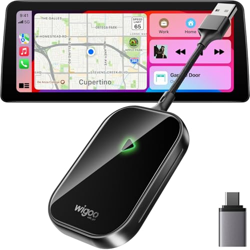 Wigoo 2026 Upgrade Wireless CarPlay Adapter [Long-Drive Stability, 10s Auto Connect] Converts Wired to Wireless CarPlay, Low Delay CarPlay Dongle for iPhone, Fit for Cars with Wired CarPlay, Black - color: Black
