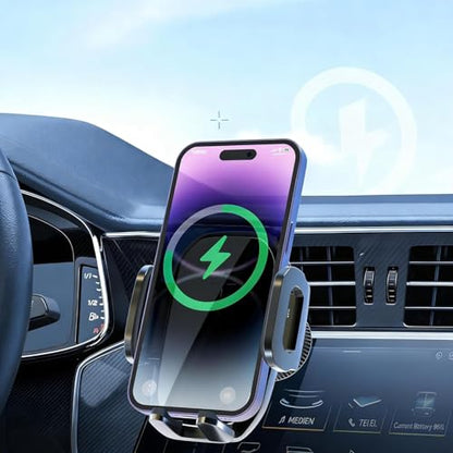Wireless Car Mount Charger, Phone Holders for Your Car, 15W Auto Clamping Phone Mount for iPhone 16 15 14 13 12 Mini Pro Max 11 XR XS, Samsung Galaxy S24 Ultra S23 S22+ Note 20, etc
