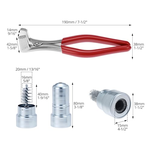QWORK Battery Terminal Pliers & Cleaner Brush Kit (3-Piece) – Terminal Spreader Pliers with 2 Stainless Steel Battery Post Cleaning Brushes for 6V/12V Car Automotive Maintenance