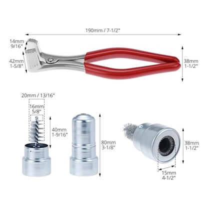 QWORK Battery Terminal Pliers & Cleaner Brush Kit (3-Piece) – Terminal Spreader Pliers with 2 Stainless Steel Battery Post Cleaning Brushes for 6V/12V Car Automotive Maintenance