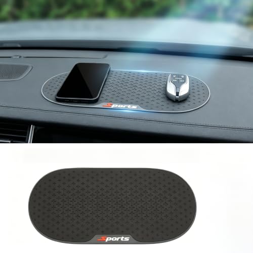 Car Dashboard Anti-slip Pad, PVC Multifunctional Storage Pad for Phone Key Sunglass Ornament, Heat-resistant Washable Sticky Adhesive Mat, Interior Accessory for Most Cars (Black)