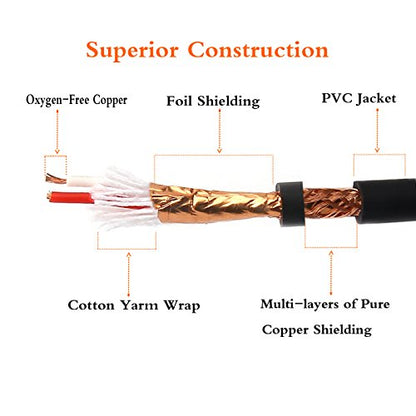Tisino 1/4 to RCA Cable, Quarter inch TRS to RCA Audio Cable 6.35mm Stereo Jack to Dual RCA Insert Cable Y Splitter Cable - 3.3 feet/1 Meter - size: 3.3 feet