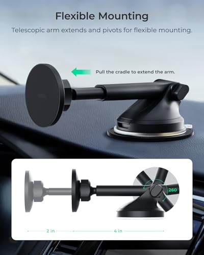 iOttie iTap 3 Magnetic Dash & Windshield Car Mount, Phone Holder with Suction Cup, Includes Magnetic Ring Adapter, Compatible with iPhone 12-17, Samsung Galaxy, Google Pixel, and MagSafe Phones - style: Dash Mount