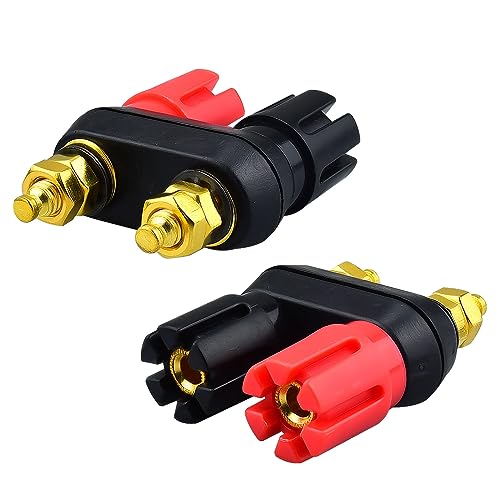 4mm Speaker Binding Posts, Female Banana Jacks for Panel Mount, 2-Pack - color: 2-Way Banana Plugs