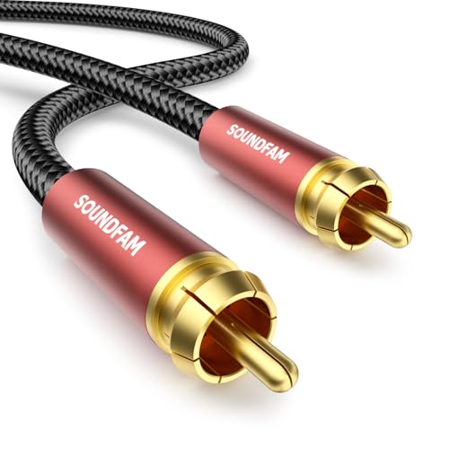 Subwoofer Cable RCA to RCA, Dual Shielded (Copper+Aluminum Foil) Digital Coaxial Audio Cable for Home Theater, Stereo, Amp - [ 26ft/8M, Red ] - color: COAX Subwoofer Cable, size: 26ft/8M