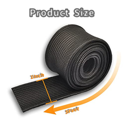 Black Fiberglass Heat Shield Sleeve 5 Feet x 1‘’ Inch - size: 1''X 5'