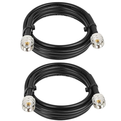 MOOKEERF RG8x Jumper Cable 5ft,2 Pack PL259 Jumper CB Coax Cable 50 Ohm,UHF PL259 Male to Male Low Loss CB Antenna Extension for HAM Radio,VHF Radio,SWR Meter,Antenna Analyzer - size: 5FT