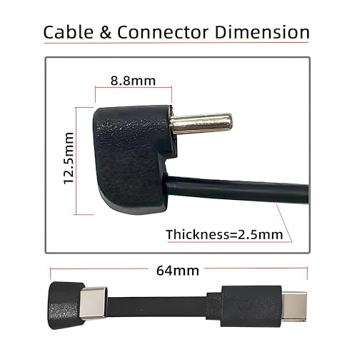 Ultra Slim Flat USB-C Type-C Male to Female Extension Power USB2.0 Data Cable Opposite U Shape Back Angled 65W Fast Charge for Laptop Tablet Phone - style: Male to Male Flat Cable 360 Degree