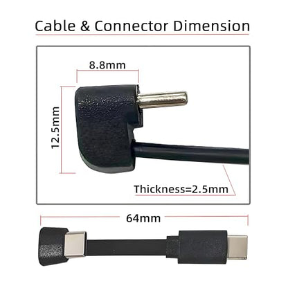 Ultra Slim Flat USB-C Type-C Male to Female Extension Power USB2.0 Data Cable Opposite U Shape Back Angled 65W Fast Charge for Laptop Tablet Phone - style: Male to Male Flat Cable 360 Degree
