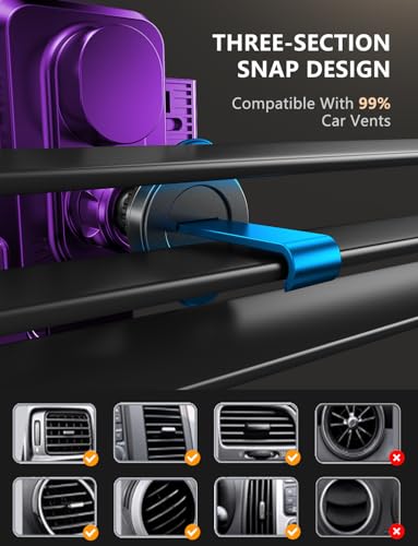 JOYMASS Wireless Car Charger, Phone Holders for Your Car, 15W Auto Clamping Phone Mount Car Accessories for iPhone 16 15 14 13 12 Mini Pro Max, Samsung Galaxy S24 Ultra S23 S22+ Note 20, etc - Purple - color: PURPLE