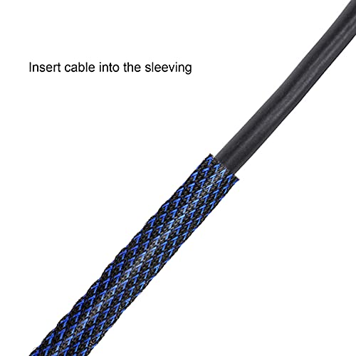 Boao 50ft PET Expandable Braided Cable Sleeve, Wire Loom Braid Sleeving with 127 Pieces Shrink Tube for Audio Video and Other Home Device Cable Automotive Wire(1 Inch, 1/4 Inch, 3/4 Inch,Blue) - color: Blue, size: 1 Inch, 1/4 Inch, 3/4 Inch