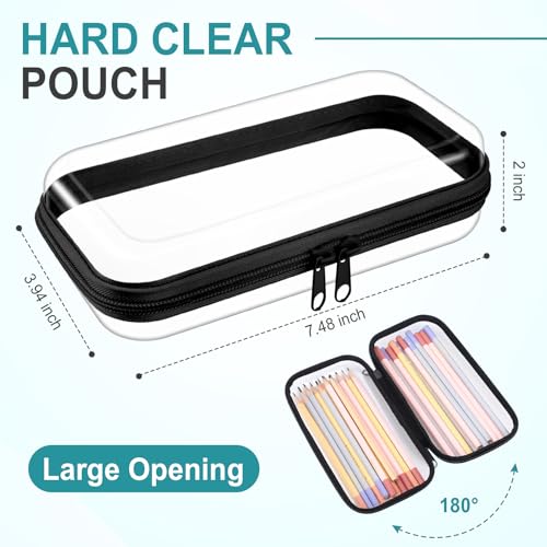 Sanwuta 6 Clear Hard Zipper Case, Black, 7.48 x 3.94 x 2 Inch - color: Black, size: 7.48 x 3.94 x 2 Inch