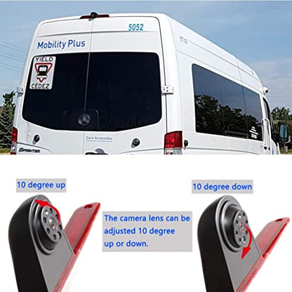 EWAY 3rd Third Brake Light Sprinter Backup Camera for Mercedes Benz Sprinter Volkswagen VW Crafter Vans 2007-2019 Roof Mount Reversing Camera Top Rear Brake Light IR Super Night Vision Rearview Camera