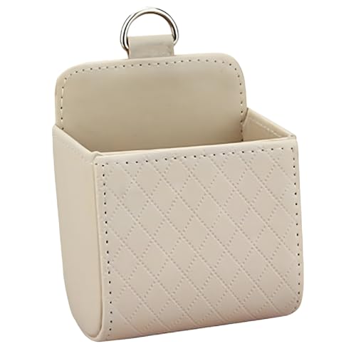 YoRise PU Leather Car Air Vent Storage Bag, Car Console Organizer (Beige) - color: Beige
