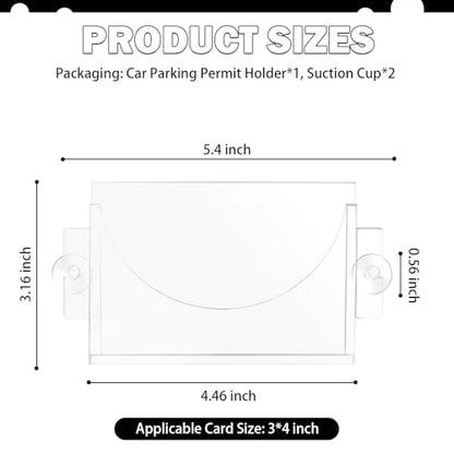 Acrylic Car Parking Permit Holder with Suction Cups,Transparent Curved Parking Pass Holder for Car Windshield for Clear Permit Display,Universal Cars Windshield Sticker Holders