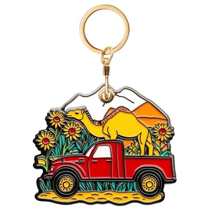 Camel Sunflower Leather Keychain Case Holder,GPS Tacker With Keychain Ring,Red Truck Access Card Scratch-Resistant,Finders Accessories For Pets, Luggage, Wallet, Backpacks - color: Camel Sunflower