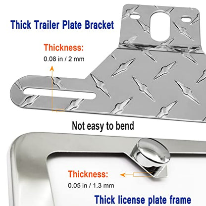 Aootf Trailer License Plate Bracket, Aluminum Holder & Chrome Frame - color: Silver