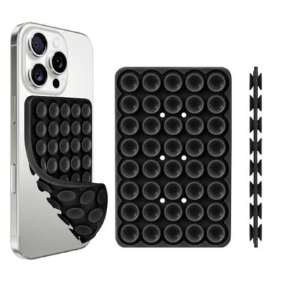Giumel 1 Pack Black Double Sided Silicone Suction Cup Phone Case Mount, Hands-Free Strong Grip Holder for Selfies and Videos, Compatible with iPhone and Android - color: 1 Pack Black Double Sided