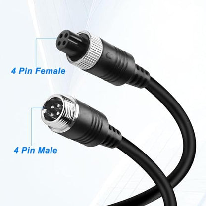 4PIN Aviation Extension Cable for Backup Camera Video Power Wire Waterproof Shockproof Reverse Rearview Monitor System for Car Truck Van Bus RV Camper Motorhome Trailer 16ft 5m - style: 16ft(5m)
