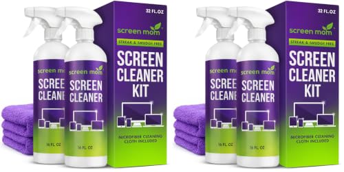 Screen Mom Screen Cleaner Spray 4 Pack-16oz for TV, Car, Laptop & Computer - size: 32 Fl Oz (Pack of 2)