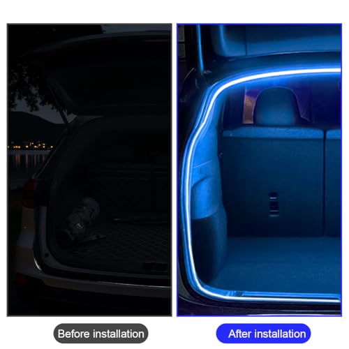 Car Trunk LED Strip Light, 12V 16.4FT Flexible Cuttable Silicone Vehicle Trunk Cargo Area Ambient Light, Waterproof Automotive Cargo Neon Strip Lighting, Universal for Vehicles (Blue) - color: Blue