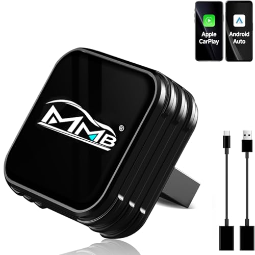 MMB Wireless CarPlay Adapter for iPhone, 2-in-1 Wireless CarPlays & Android Auto Adapter, Convert Wired to Wireless CarPlay,Plug & Play,Auto Reconnect, No Delay, USB-A/Type-C for iOS 10+ & Android 11+ - color: Ultra black