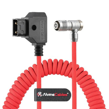 Alvin's Cables D-Tap to BMPCC 6K 4K Coiled Power Cable, Right Angle Weipu 2-Pin Female to D-Tap Male, Braided Ultra Flexible Coiled Cable for Blackmagic Pocket Cinema Camera 4K/6K/6K Pro, V-Mount, Red - color: Right angle Coiled Braided Red